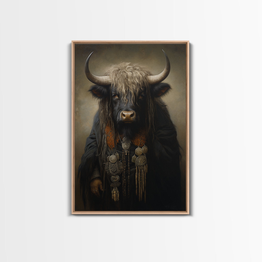 Yak Matriarch, Victorian Animal Portrait, Halloween Art, Gothic Whimsy Decor, Anthropomorphic Costume Art