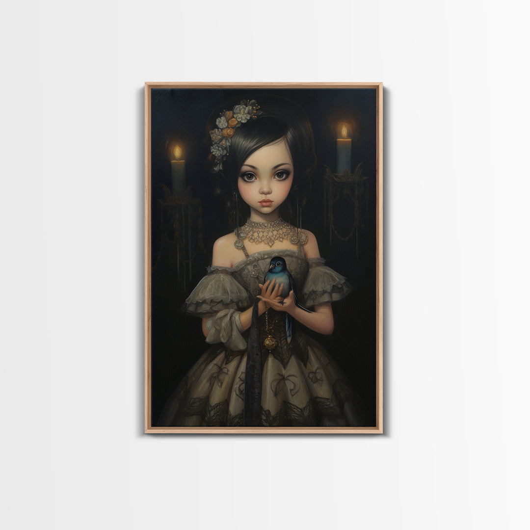 Hummingbird Heiress, Victorian Animal Portrait, Halloween Art, Gothic Whimsy Decor, Anthropomorphic Costume Art