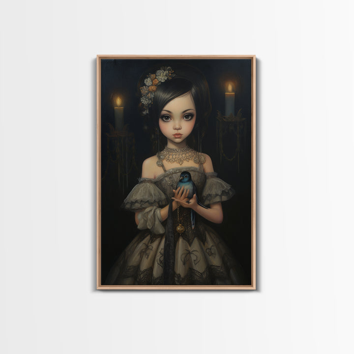 Hummingbird Heiress, Victorian Animal Portrait, Halloween Art, Gothic Whimsy Decor, Anthropomorphic Costume Art