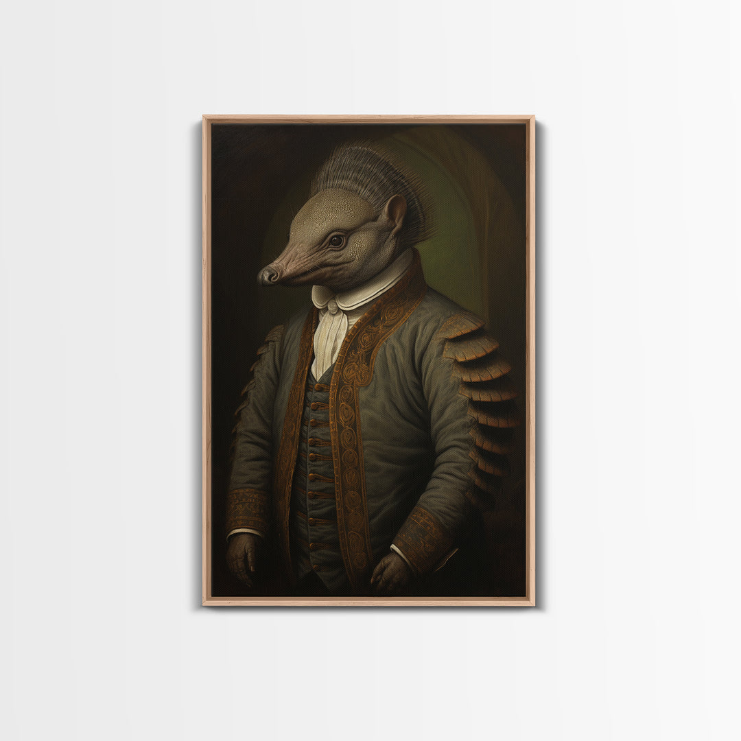 Armadillo Clerk, Victorian Animal Portrait, Halloween Art, Gothic Whimsy Decor, Anthropomorphic Costume Art