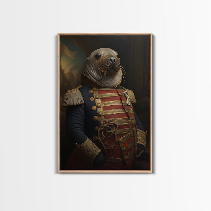 Walrus Commodore, Victorian Animal Portrait, Halloween Art, Gothic Whimsy Decor, Anthropomorphic Costume Art