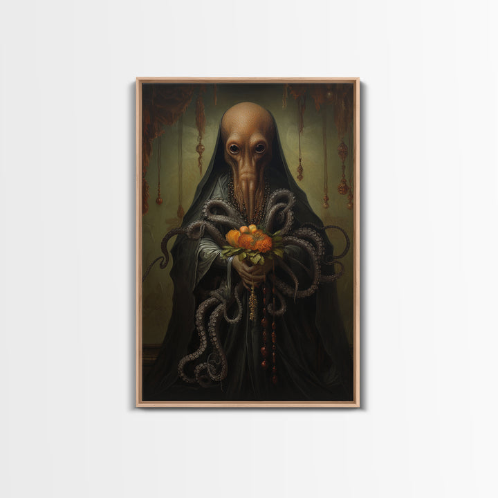 Octopus Matron, Victorian Animal Portrait, Halloween Art, Gothic Whimsy Decor, Anthropomorphic Costume Art