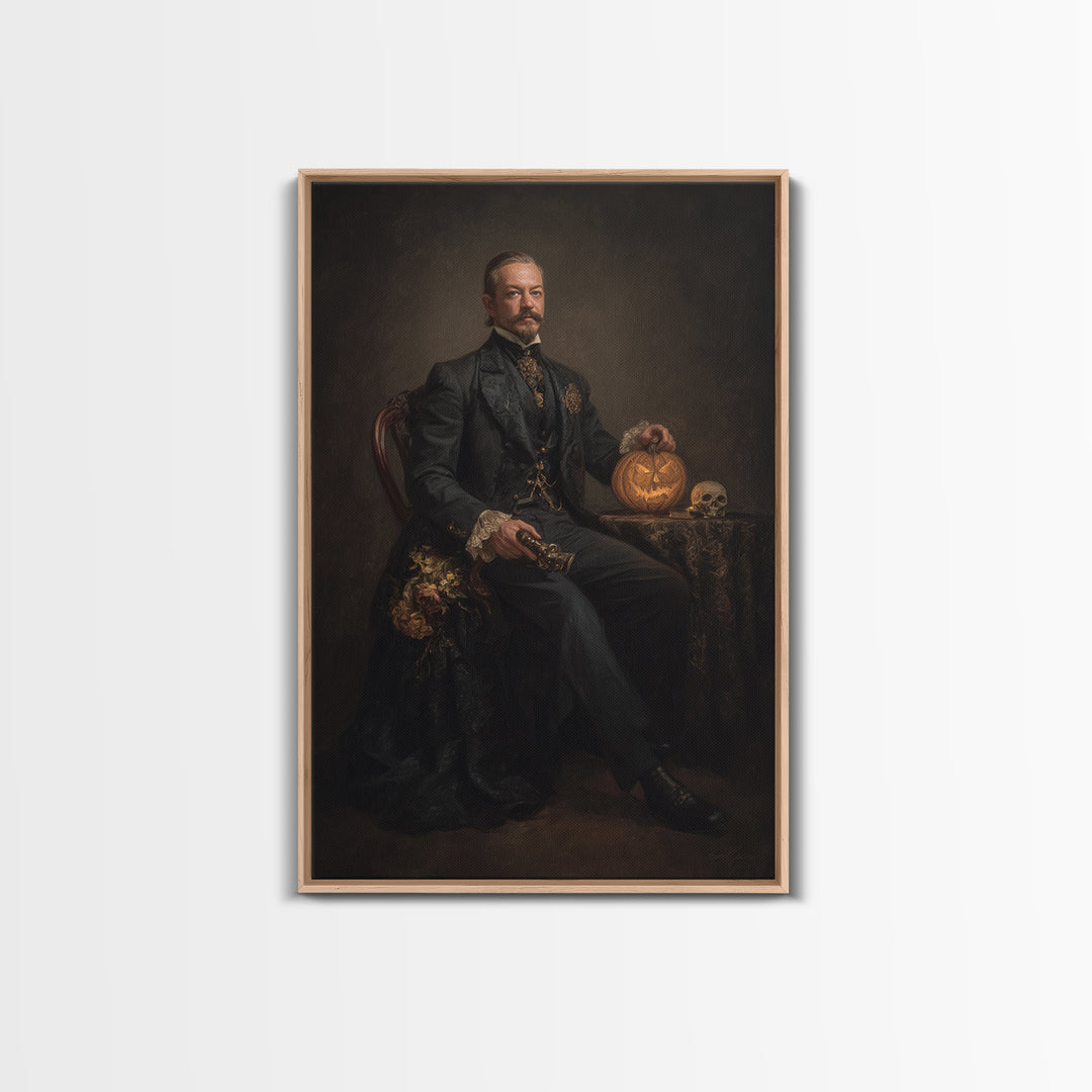 The Headless Horseman, Dark Academia Wall Art, Vertical Wall Art, Canvas Print, Gothic Wall Decor, Halloween Portrait Art, Macabre Wall Art