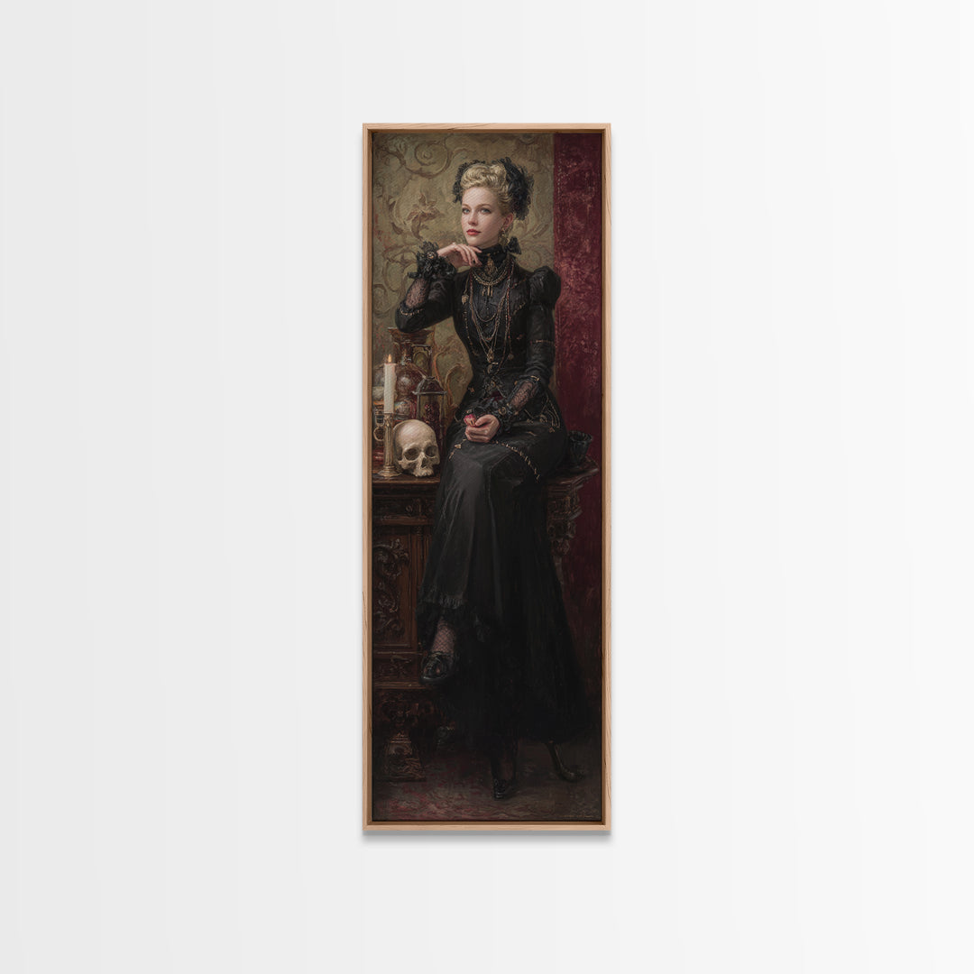 The Stitched Giant, Victorian Horror Portrait, Tall Narrow Wall Art, Canvas Print, Gothic Wall Decor, Halloween Portrait Art