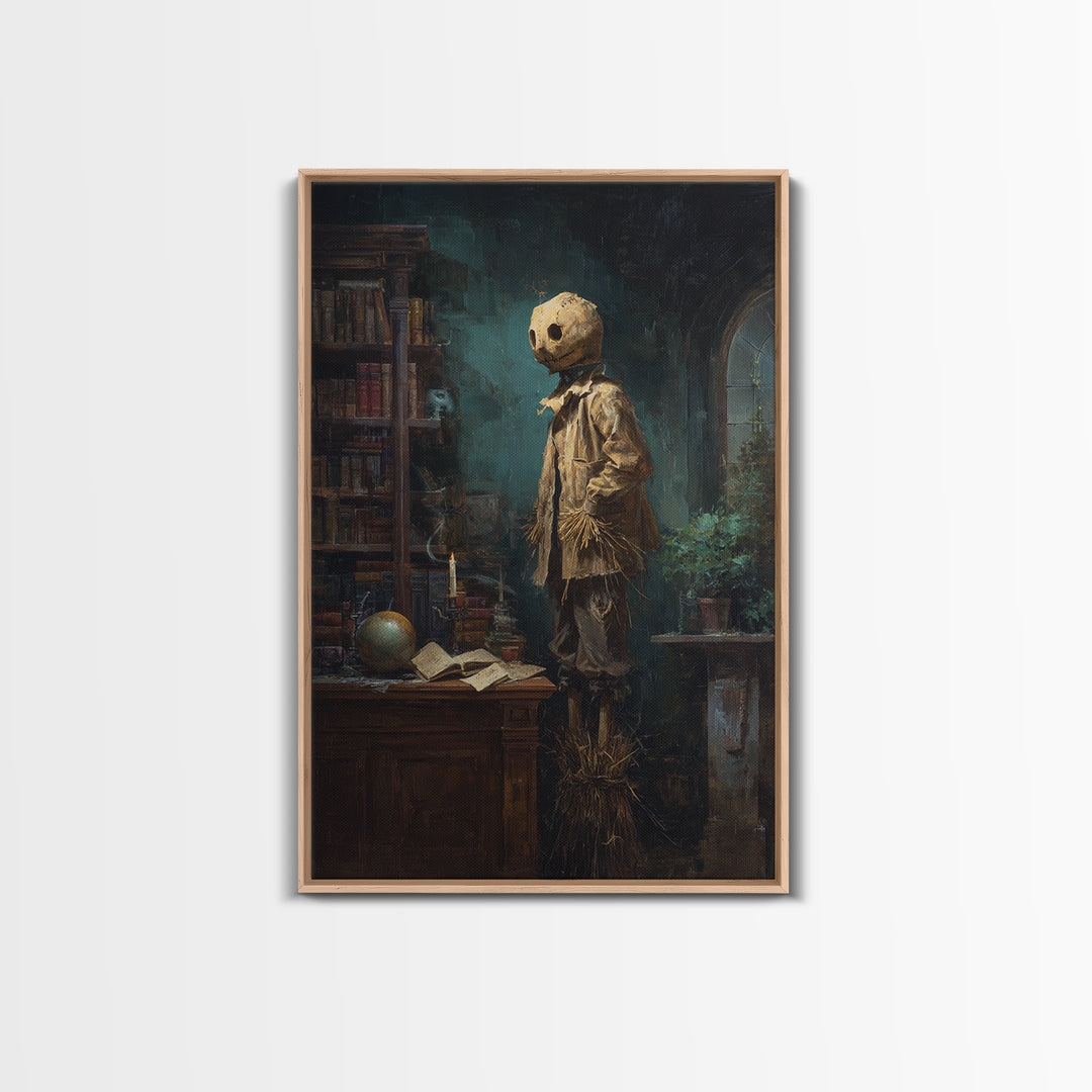 The Living Scarecrow, Antique Gothic Portrait, Vertical Wall Art, Canvas Print, Gothic Wall Decor, Halloween Portrait Art