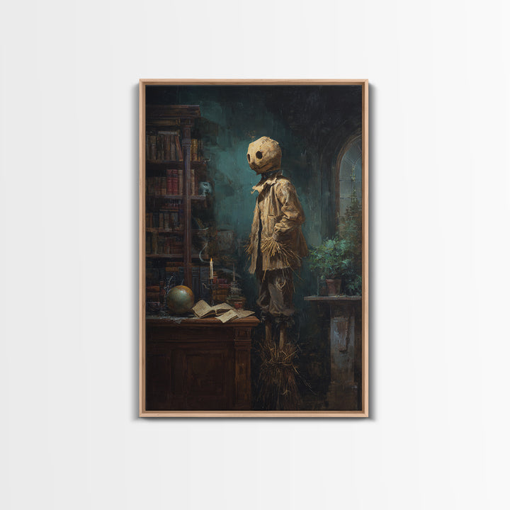 The Living Scarecrow, Antique Gothic Portrait, Vertical Wall Art, Canvas Print, Gothic Wall Decor, Halloween Portrait Art