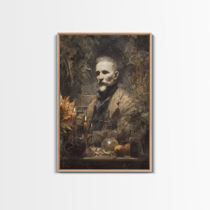 The Mad Alchemist, Macabre Victorian Decor, Vertical Wall Art, Canvas Print, Gothic Wall Decor, Halloween Portrait Art