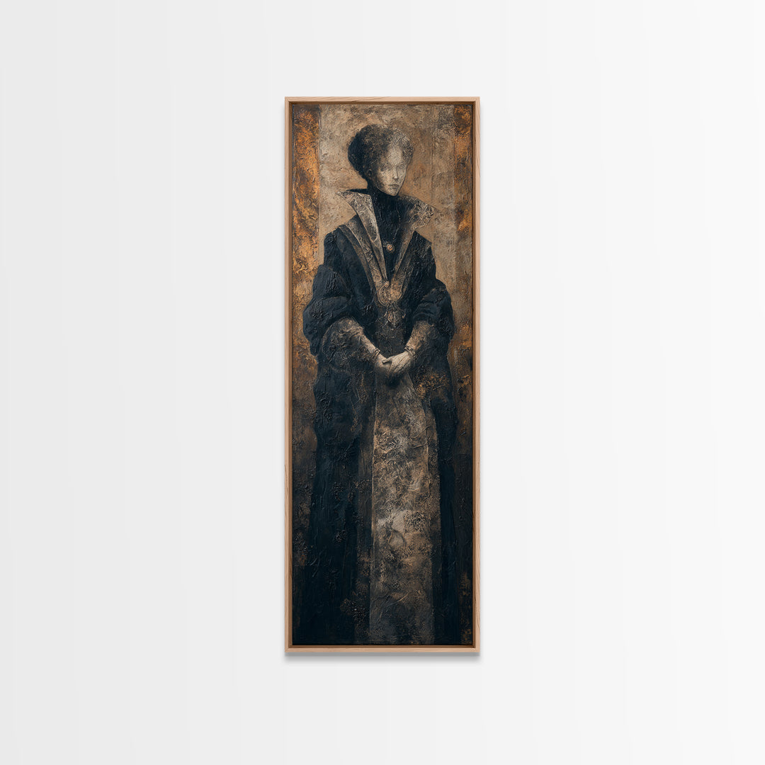 The Shadow Person, Victorian Horror Portrait, Tall Narrow Wall Art, Framed Canvas Print, Gothic Wall Decor, Halloween Portrait Art