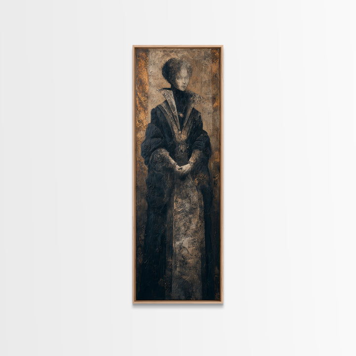 The Shadow Person, Victorian Horror Portrait, Tall Narrow Wall Art, Framed Canvas Print, Gothic Wall Decor, Halloween Portrait Art