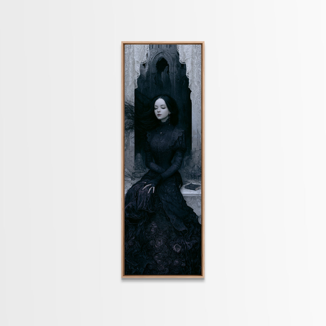 The Banshee Singer, Victorian Gothic Art, Tall Narrow Wall Art, Canvas Print, Gothic Wall Decor, Halloween Portrait Art, Macabre Wall Art