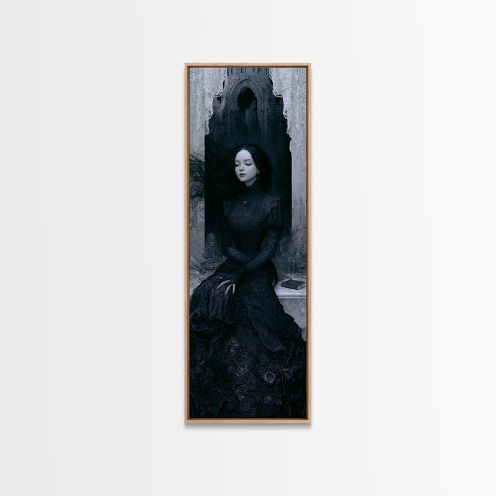 The Banshee Singer, Victorian Gothic Art, Tall Narrow Wall Art, Canvas Print, Gothic Wall Decor, Halloween Portrait Art, Macabre Wall Art