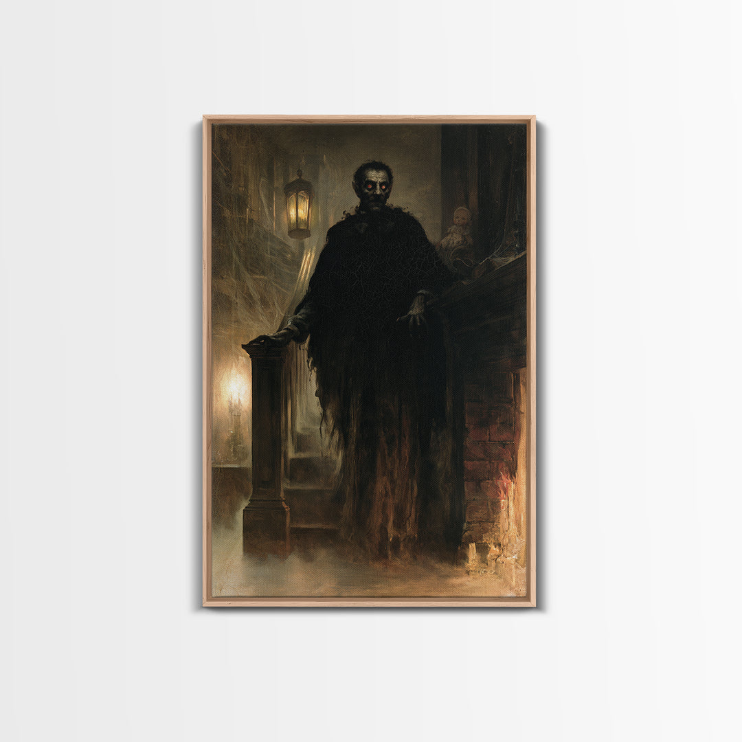 The Chimney Phantom, Victorian Horror Portrait, Vertical Wall Art, Framed Canvas Print, Gothic Wall Decor, Halloween Portrait Art