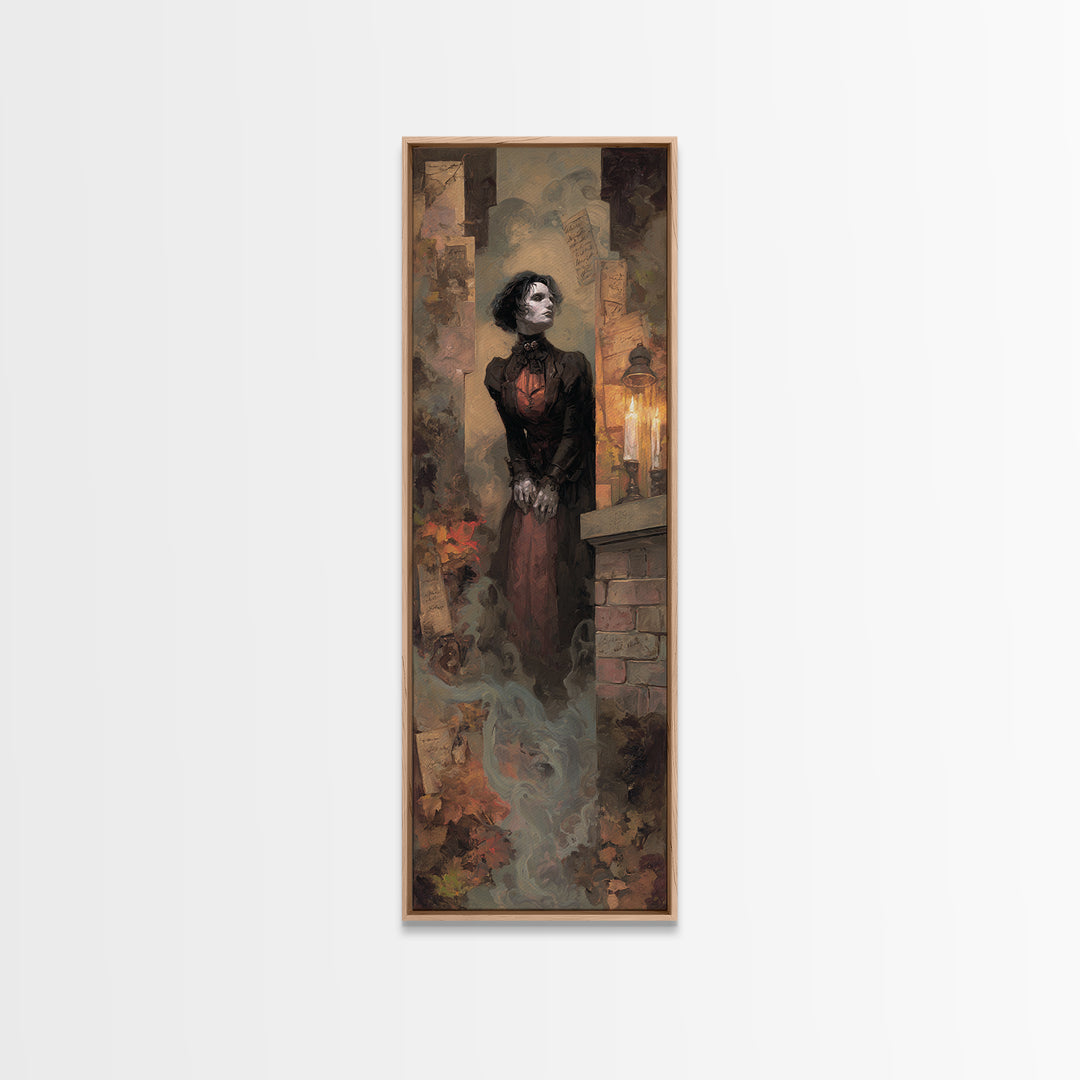 The Chimney Phantom, Dark Academia Wall Art, Tall Narrow Wall Art, Canvas Print, Gothic Wall Decor, Halloween Portrait Art, Halloween Decor