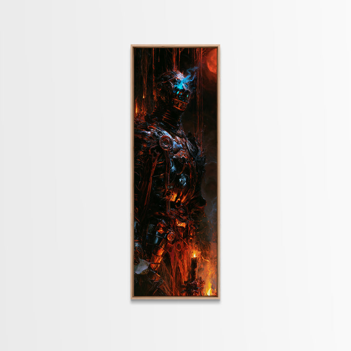 The Spectral Knight, Antique Gothic Portrait, Tall Narrow Wall Art, Canvas Print, Gothic Wall Decor, Halloween Portrait Art, Horror Wall Art