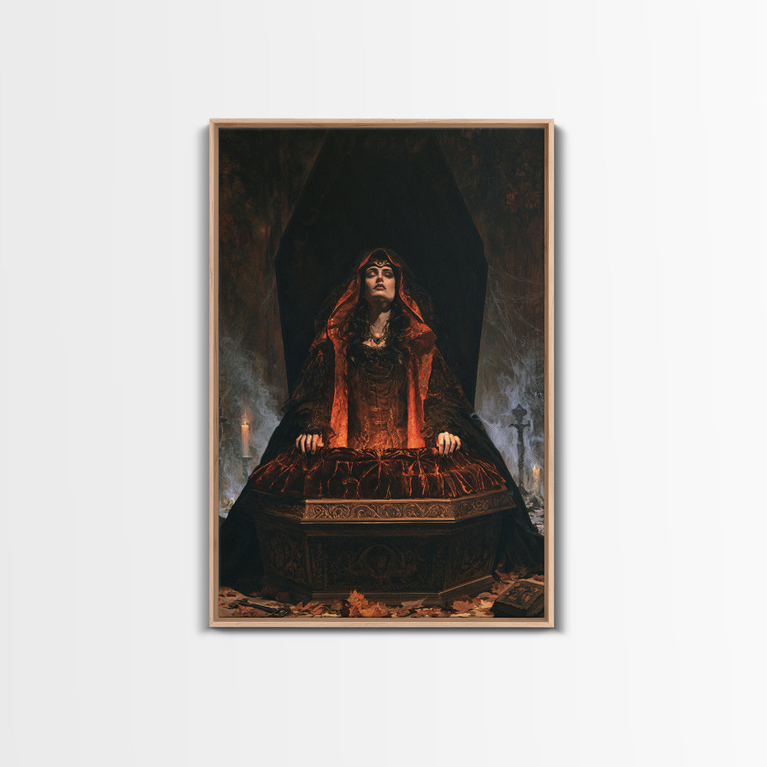 The Coffin Sleeper, Antique Gothic Portrait, Vertical Wall Art, Canvas Print, Gothic Wall Decor, Halloween Portrait Art, Horror Wall Art