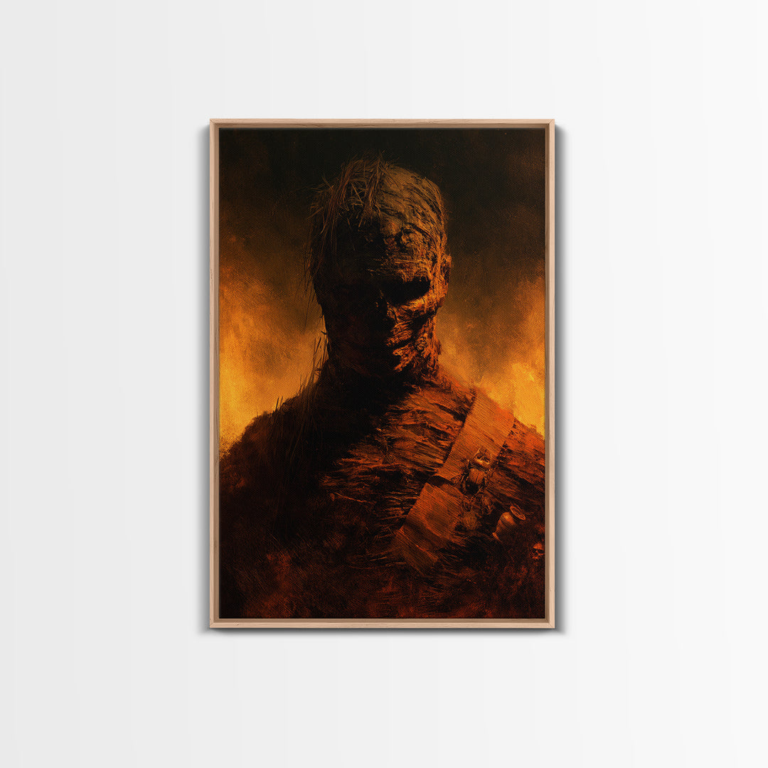 The Bog Mummy, Antique Gothic Portrait, Vertical Wall Art, Framed Canvas Print, Gothic Wall Decor, Halloween Portrait Art