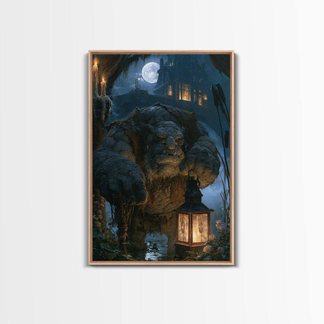 The Bridge Troll At Midnight, Victorian Horror Portrait, Vertical Wall Art, Canvas Print, Gothic Wall Decor, Halloween Portrait Art