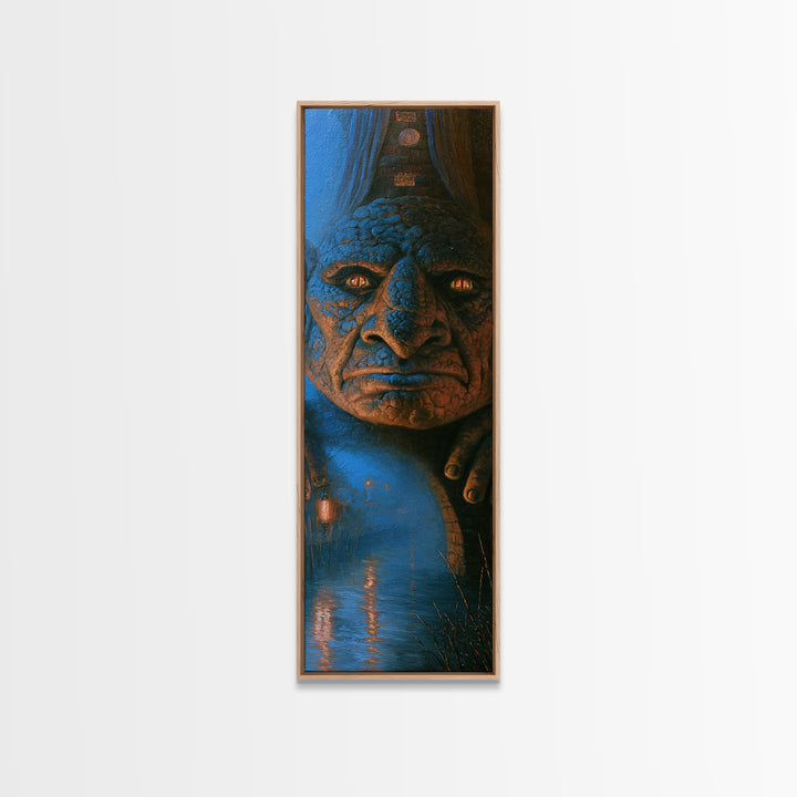 The Bridge Troll At Midnight, Victorian Gothic Art, Tall Narrow Wall Art, Canvas Print, Gothic Wall Decor, Halloween Portrait Art