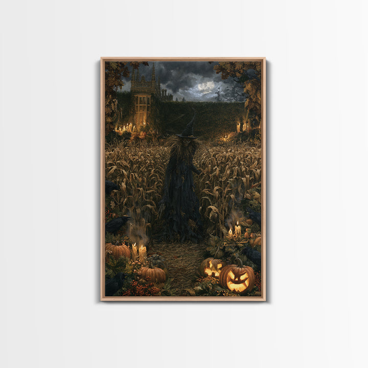 The Cornfield Crawler, Victorian Gothic Art, Vertical Wall Art, Framed Canvas Print, Gothic Wall Decor, Halloween Portrait Art