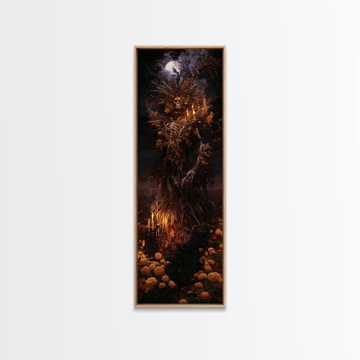 The Harvest Demon, Macabre Victorian Decor, Tall Narrow Wall Art, Canvas Print, Gothic Wall Decor, Halloween Portrait Art, Gothic Home Decor