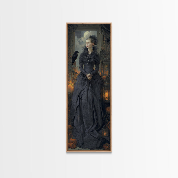 The Spider Queen, Macabre Victorian Decor, Tall Narrow Wall Art, Framed Canvas Print, Gothic Wall Decor, Halloween Portrait Art