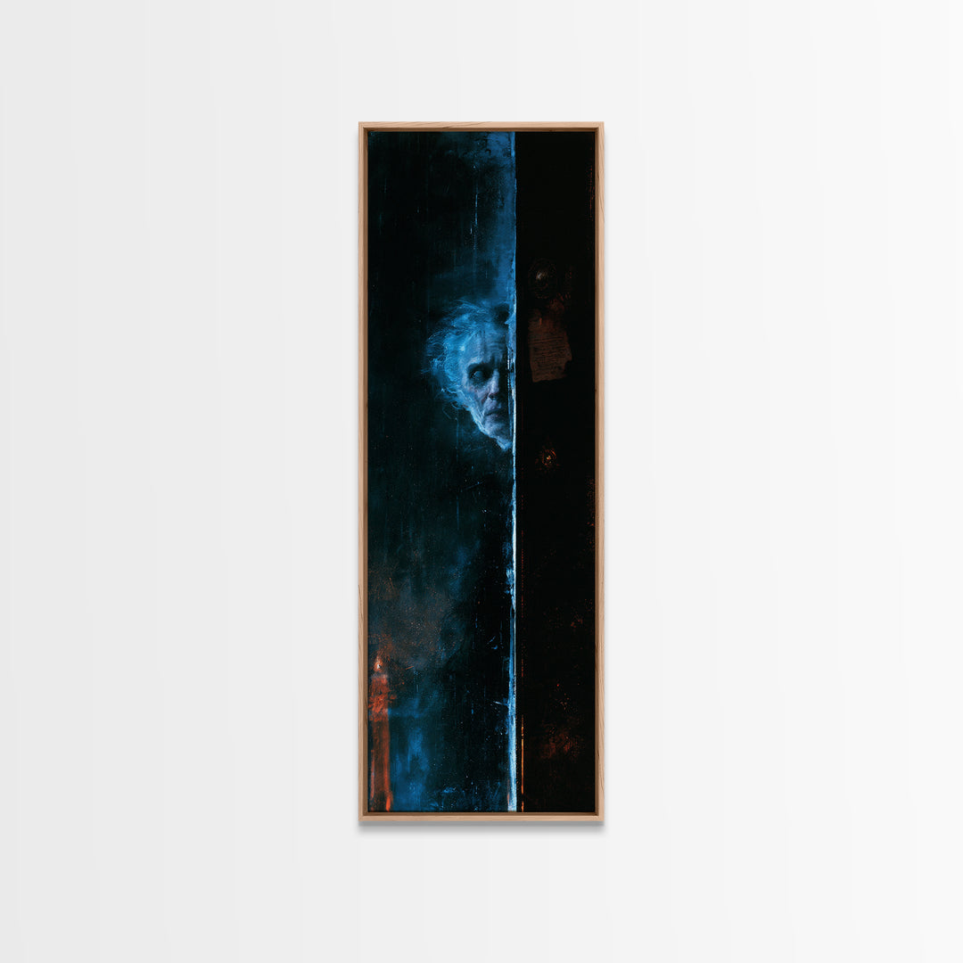 The Lake Phantom, Dark Academia Wall Art, Tall Narrow Wall Art, Framed Canvas Print, Gothic Wall Decor, Halloween Portrait Art