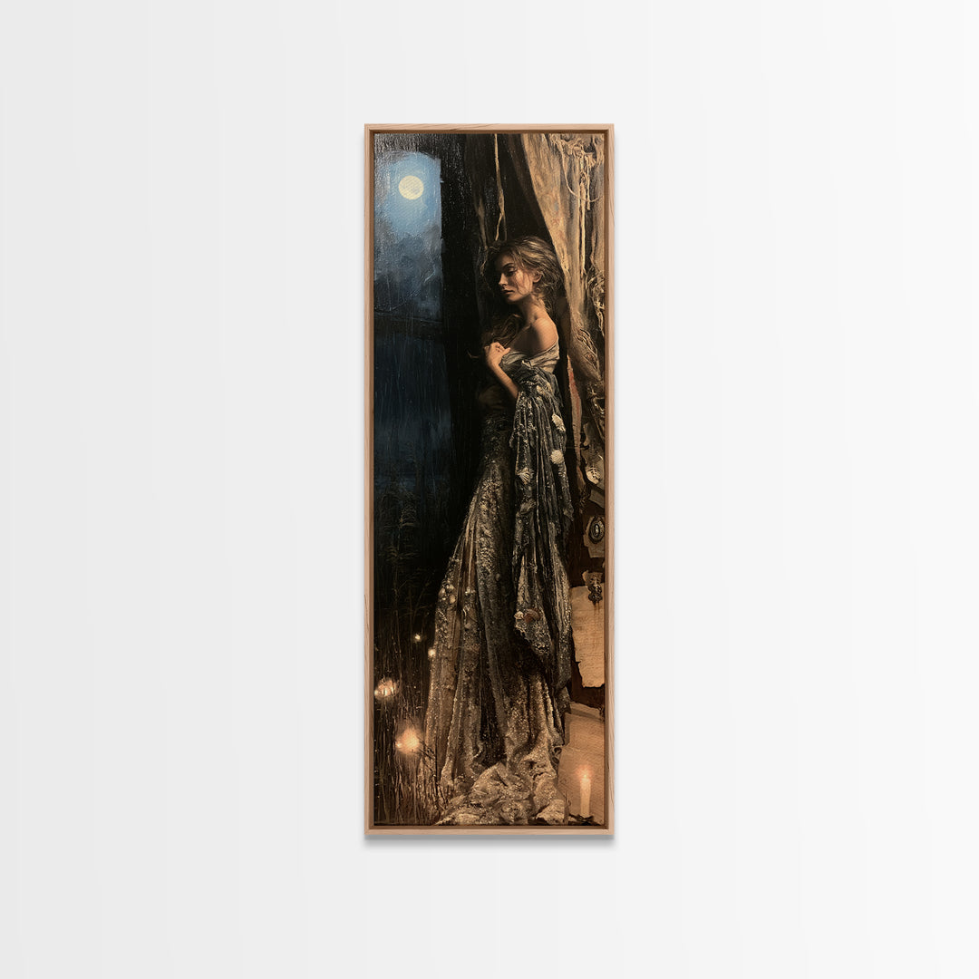 The Salt-Marsh Witch, Victorian Horror Portrait, Tall Narrow Wall Art, Canvas Print, Gothic Wall Decor, Halloween Portrait Art