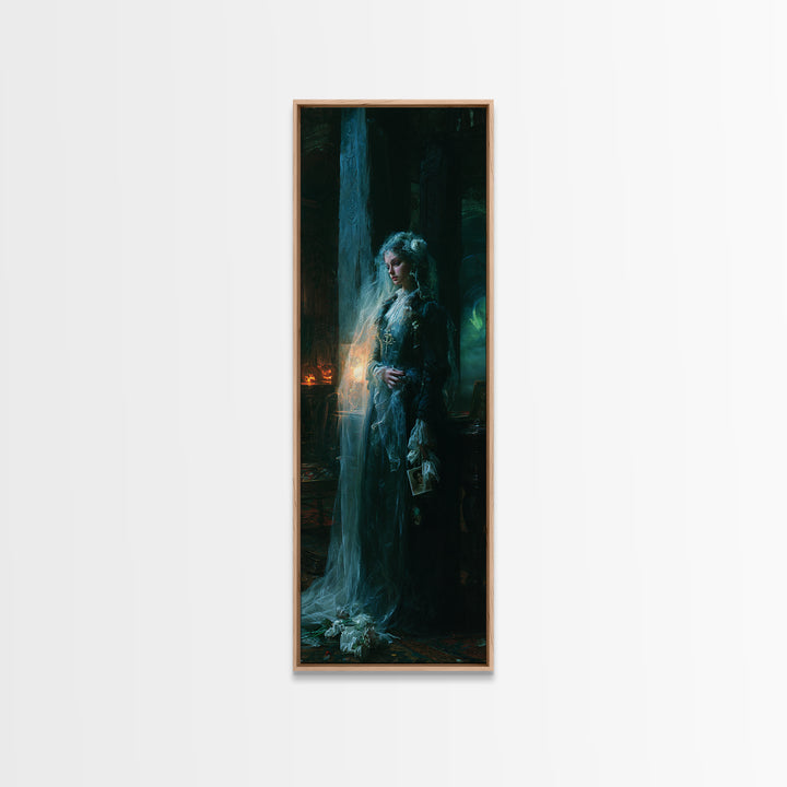 The Stone-Circle Spirit, Antique Gothic Portrait, Tall Narrow Wall Art, Canvas Print, Gothic Wall Decor, Halloween Portrait Art