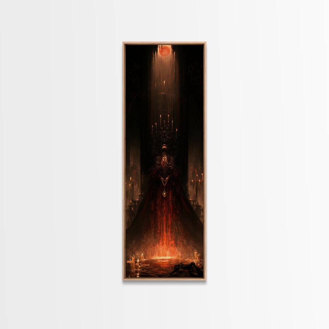 The Cave Oracle, Victorian Gothic Art, Tall Narrow Wall Art, Framed Canvas Print, Gothic Wall Decor, Halloween Portrait Art, Halloween Decor