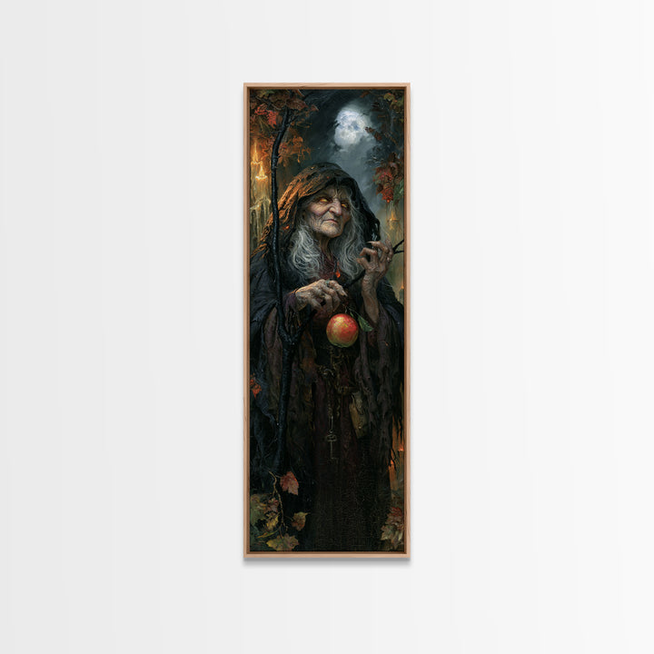 The Orchard Hag, Macabre Victorian Decor, Tall Narrow Wall Art, Canvas Print, Gothic Wall Decor, Halloween Portrait Art, Halloween Wall Art