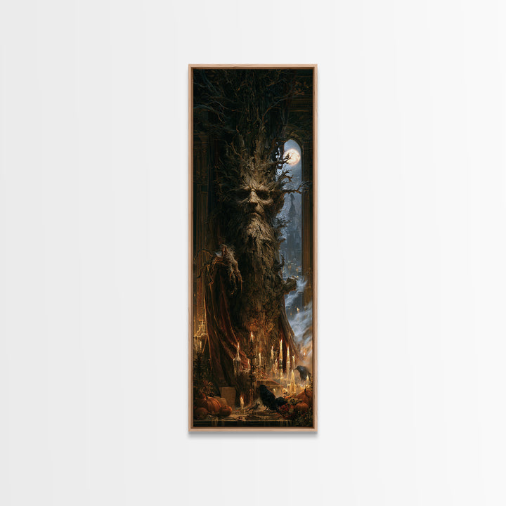 The Hollow-Tree Monster, Victorian Horror Portrait, Tall Narrow Wall Art, Canvas Print, Gothic Wall Decor, Halloween Portrait Art