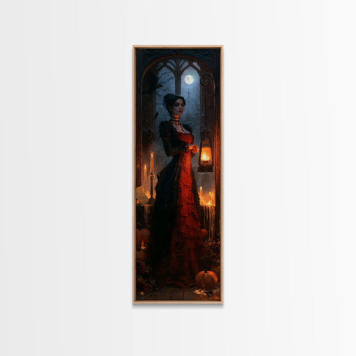 The Crossroads Spirit, Antique Gothic Portrait, Tall Narrow Wall Art, Canvas Print, Gothic Wall Decor, Halloween Portrait Art