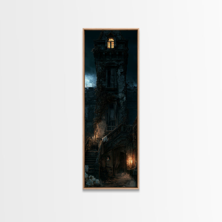 The Haunted Manor, Macabre Victorian Decor, Tall Narrow Wall Art, Canvas Print, Gothic Wall Decor, Halloween Portrait Art