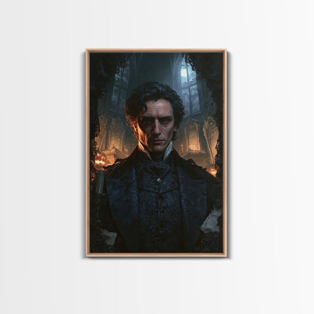 The Forgotten Crypt, Antique Gothic Portrait, Vertical Wall Art, Canvas Print, Gothic Wall Decor, Halloween Portrait Art, Statement Wall Art