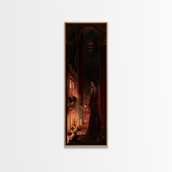 The Vampire Castle, Macabre Victorian Decor, Tall Narrow Wall Art, Canvas Print, Gothic Wall Decor, Halloween Portrait Art