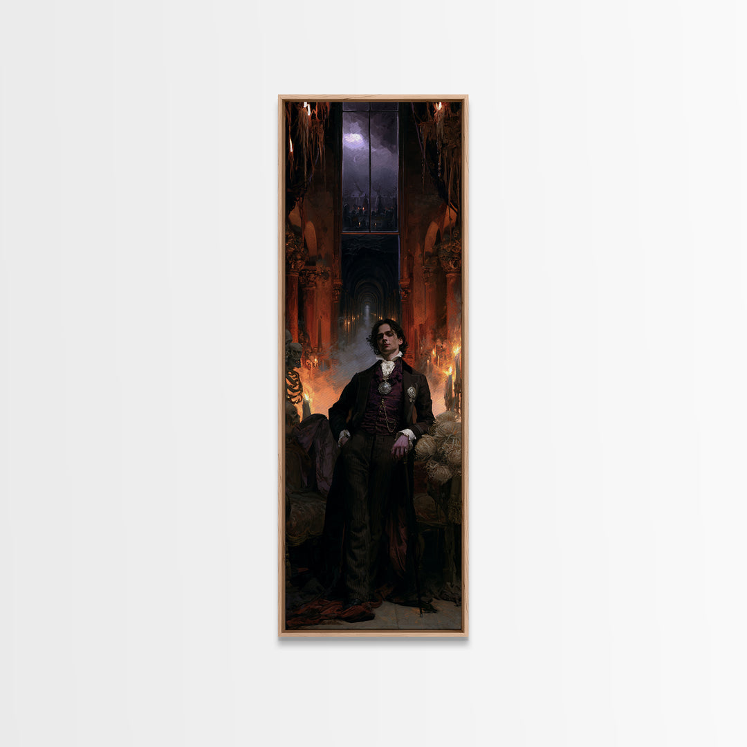 The Endless Catacombs, Antique Gothic Portrait, Tall Narrow Wall Art, Canvas Print, Gothic Wall Decor, Halloween Portrait Art