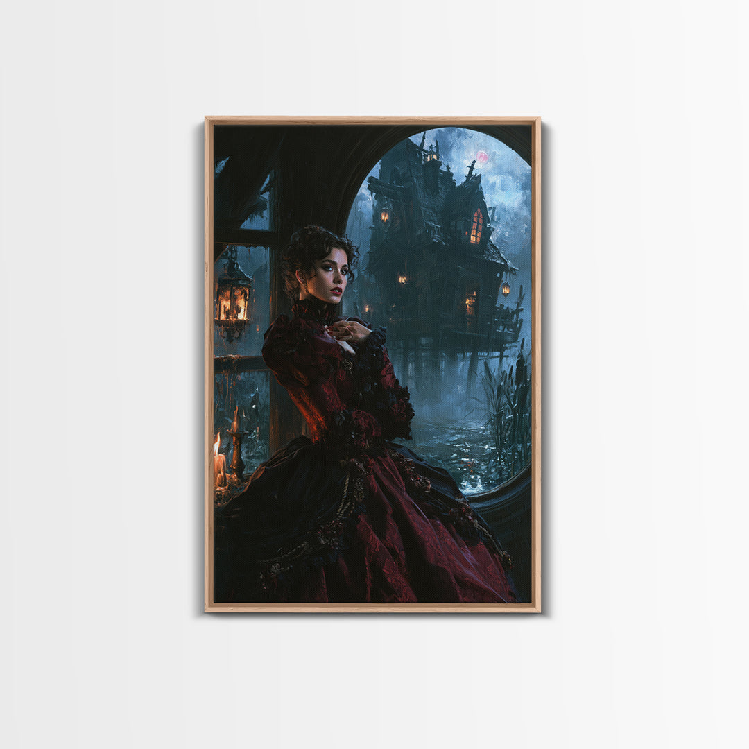 The Foggy Swamp Shack, Victorian Gothic Art, Vertical Wall Art, Canvas Print, Gothic Wall Decor, Halloween Portrait Art