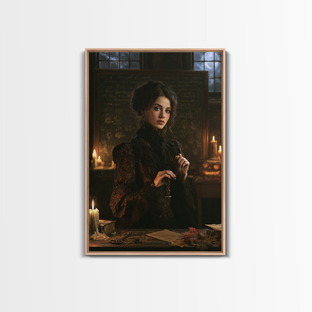 The Silent Schoolhouse, Macabre Victorian Decor, Vertical Wall Art, Canvas Print, Gothic Wall Decor, Halloween Portrait Art