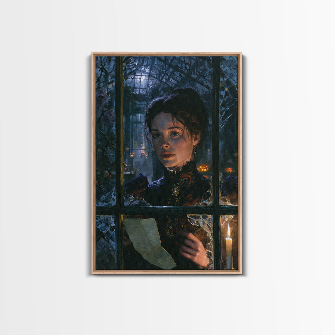 The Cemetery Greenhouse, Victorian Gothic Art, Vertical Wall Art, Canvas Print, Gothic Wall Decor, Halloween Portrait Art