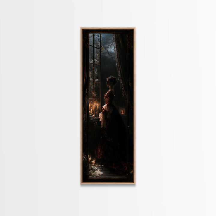 The Cemetery Greenhouse, Antique Gothic Portrait, Tall Narrow Wall Art, Canvas Print, Gothic Wall Decor, Halloween Portrait Art