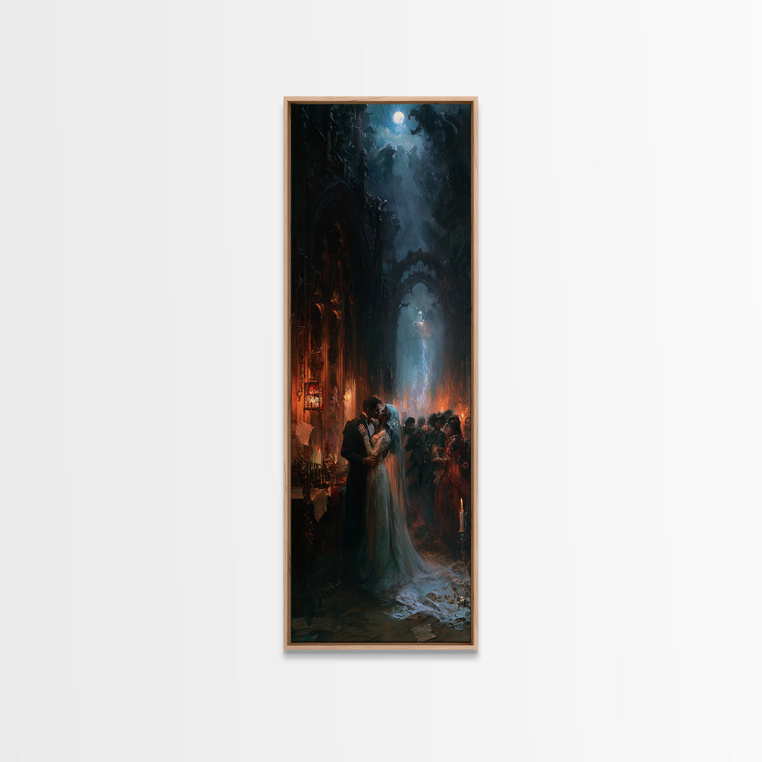 The Ghost Wedding, Victorian Gothic Art, Tall Narrow Wall Art, Canvas Print, Gothic Wall Decor, Halloween Portrait Art, Spooky Wall Decor