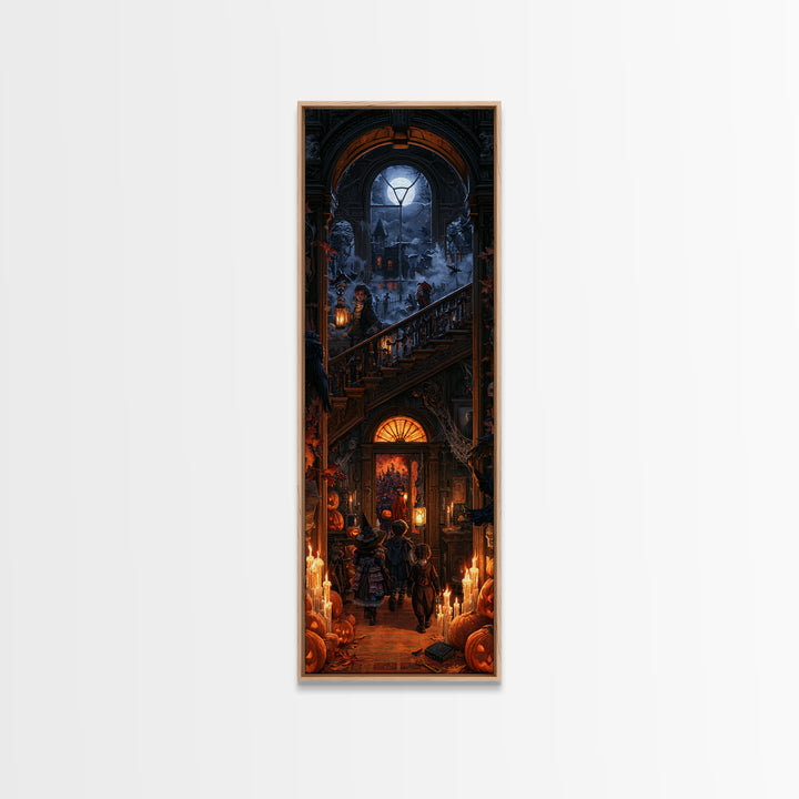 The Trick-Or-Treat Procession, Macabre Victorian Decor, Tall Narrow Wall Art, Canvas Print, Gothic Wall Decor, Halloween Portrait Art