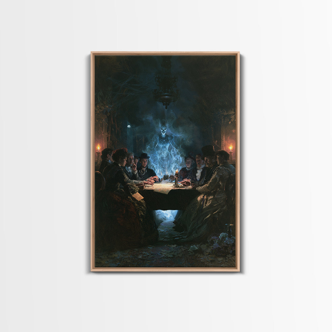 The Candlelit Seance, Antique Gothic Portrait, Vertical Wall Art, Framed Canvas Print, Gothic Wall Decor, Halloween Portrait Art