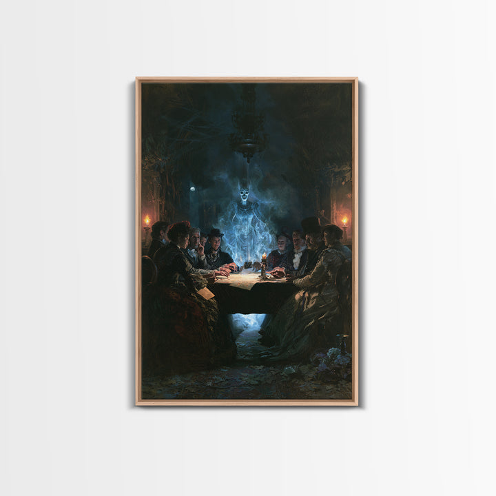 The Candlelit Seance, Antique Gothic Portrait, Vertical Wall Art, Framed Canvas Print, Gothic Wall Decor, Halloween Portrait Art