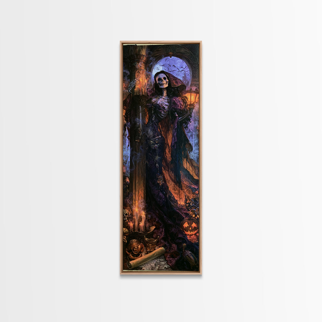 The Graveyard Dance, Macabre Victorian Decor, Tall Narrow Wall Art, Canvas Print, Gothic Wall Decor, Halloween Portrait Art
