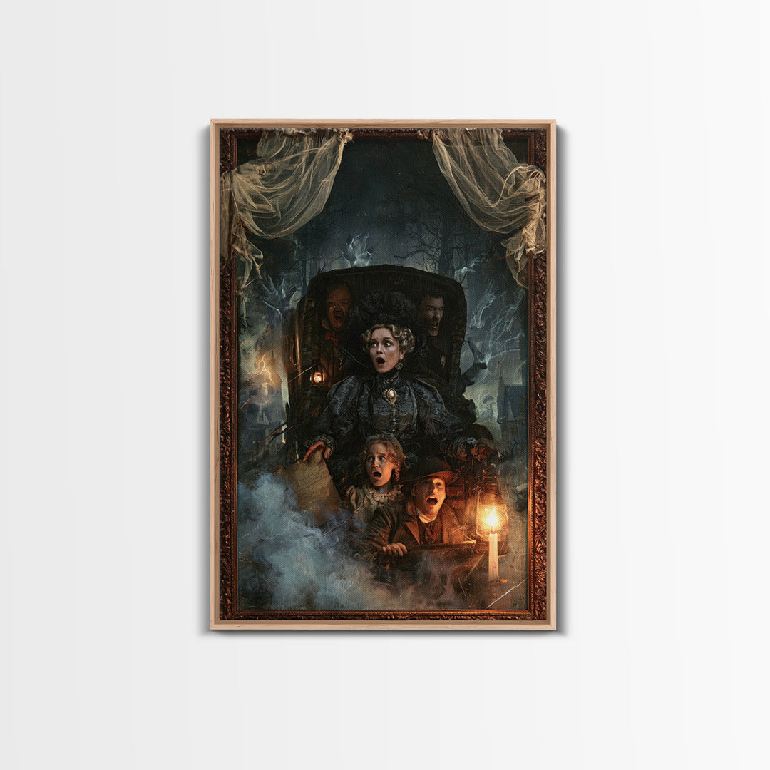The Haunted Hayride, Dark Academia Wall Art, Vertical Wall Art, Framed Canvas Print, Gothic Wall Decor, Halloween Portrait Art
