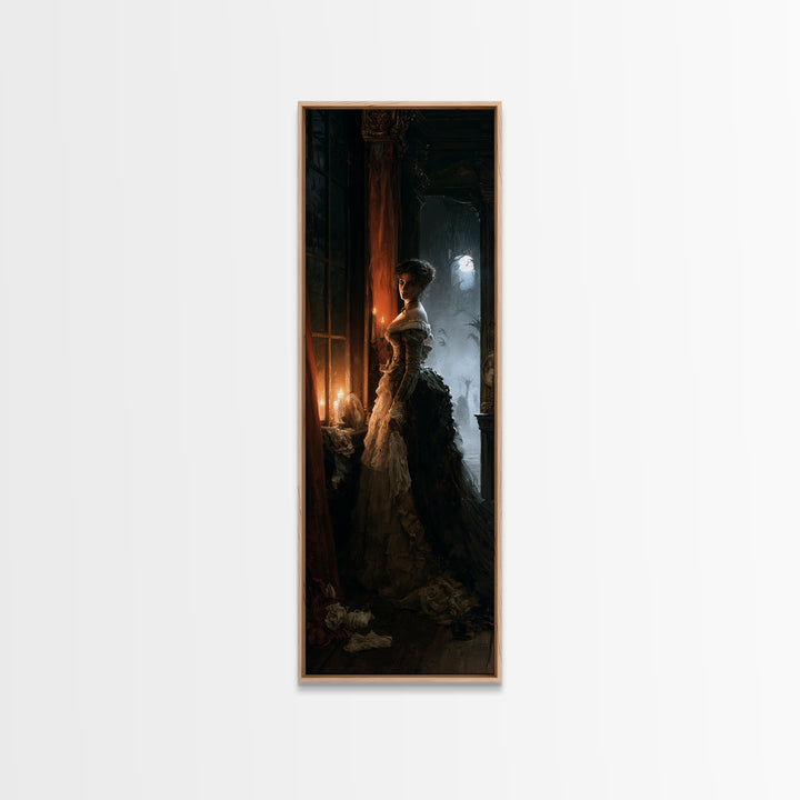 The Haunted Hayride, Macabre Victorian Decor, Tall Narrow Wall Art, Canvas Print, Gothic Wall Decor, Halloween Portrait Art