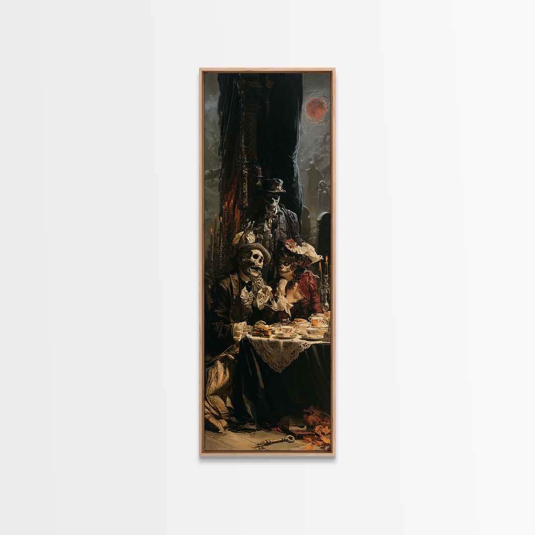 The Zombie Picnic, Victorian Horror Portrait, Tall Narrow Wall Art, Canvas Print, Gothic Wall Decor, Halloween Portrait Art