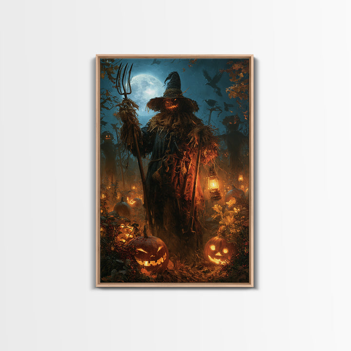 The Scarecrow Uprising, Macabre Victorian Decor, Vertical Wall Art, Framed Canvas Print, Gothic Wall Decor, Halloween Portrait Art