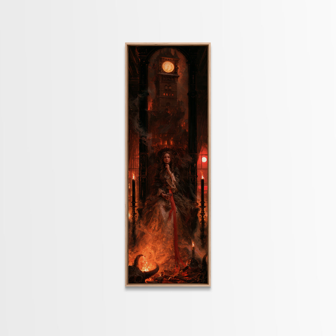 The Thirteenth Bell, Victorian Horror Portrait, Tall Narrow Wall Art, Framed Canvas Print, Gothic Wall Decor, Halloween Portrait Art